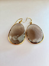 Smokey quartz shield earrings - abigailheche
